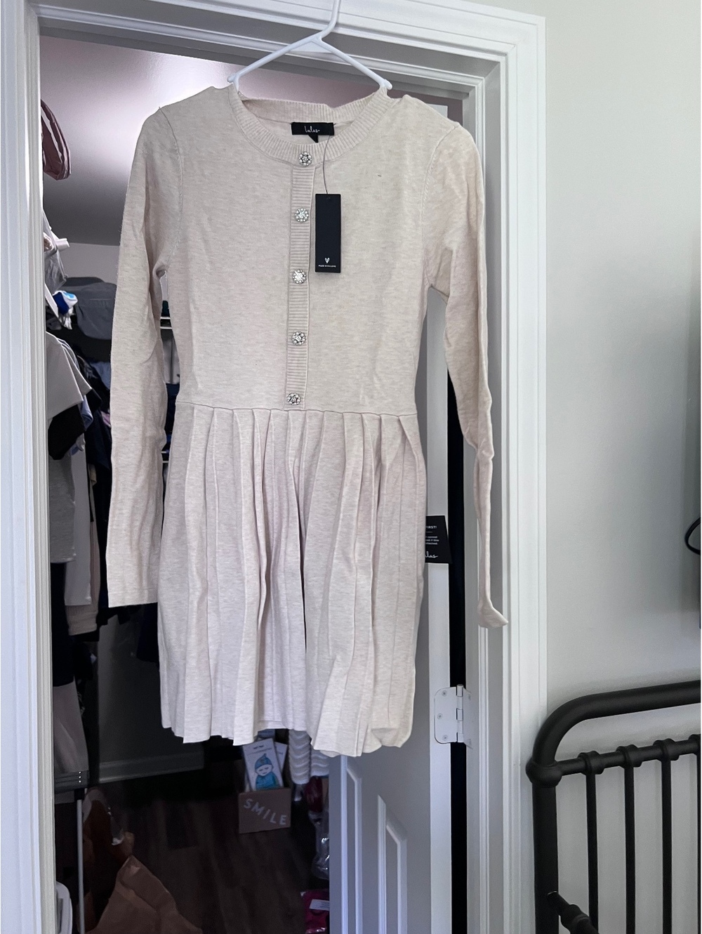 Lulus Cream long sleeve sweater dress - xs